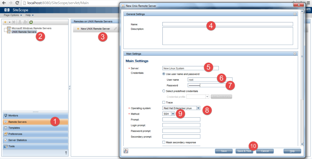 Add Linux machine in Sitescope