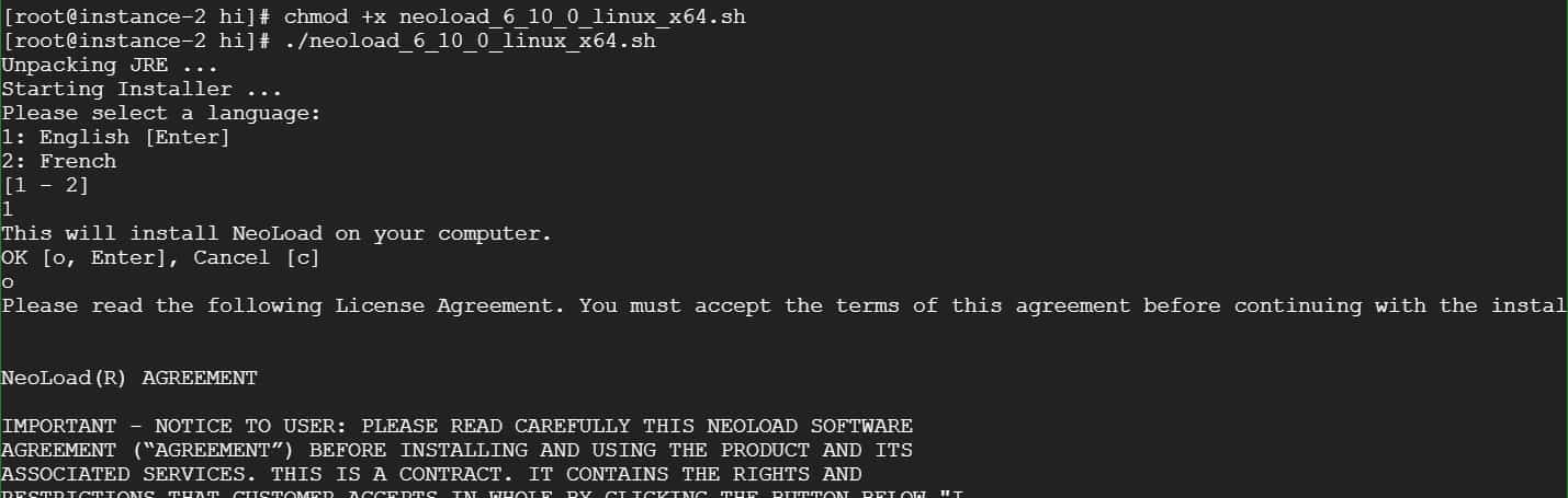 Linux Neoload Installation Step 1