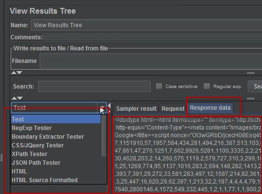 View Results Tree Response Data Format